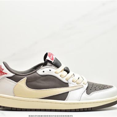 Travis Scott x Air Jordan 1 Low AJ1喬1低幫倒鈎 TS聯名款運動休閑板鞋