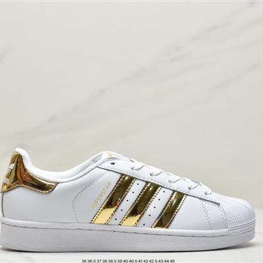 Adidas三葉草 Originals Superstar"White/Black/Gold"貝殼頭經典百搭休閑運動板鞋