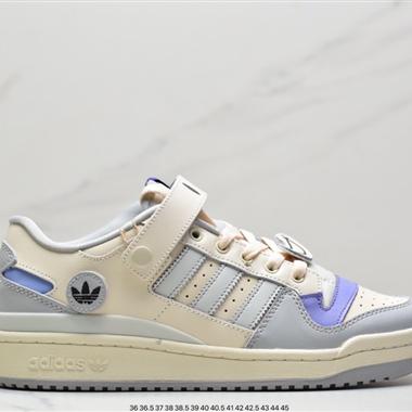 Adidas Originals Forum 羅馬系列魔術貼低幫複古系帶百搭休閑運動板鞋