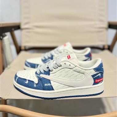 Louis Vuitton x Travis Scott x Nike Air Jordan 1 Low OG SP"Damier Azur/Brown/LV Monogram"AJ1