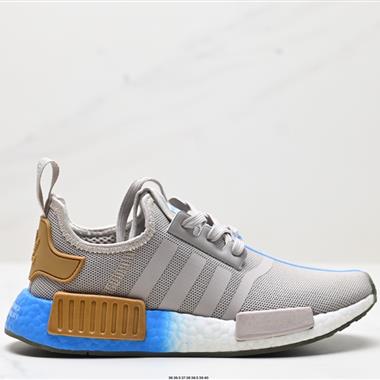 Adidas NMD_R1 Boost 爆米花超彈針織網面休閑運動跑鞋 