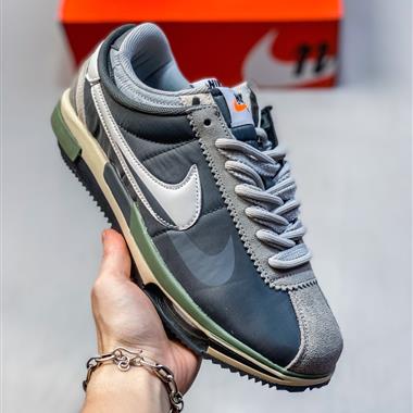 Sacai x Nike Air Zoom Cortez SP 14"Grey White"華夫4代系列阿甘低幫解構厚底老爹風休閒運動慢跑鞋