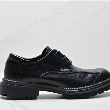Ecco 透氣潮流系帶厚底耐磨英倫商務真皮皮鞋