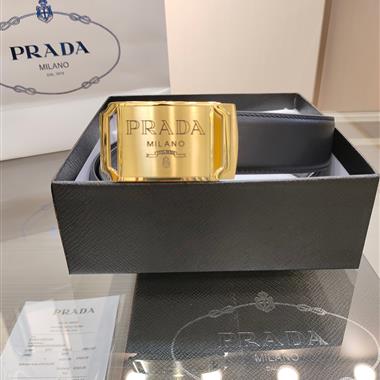 PRADA   2026新款時尚皮帶   3.4CM